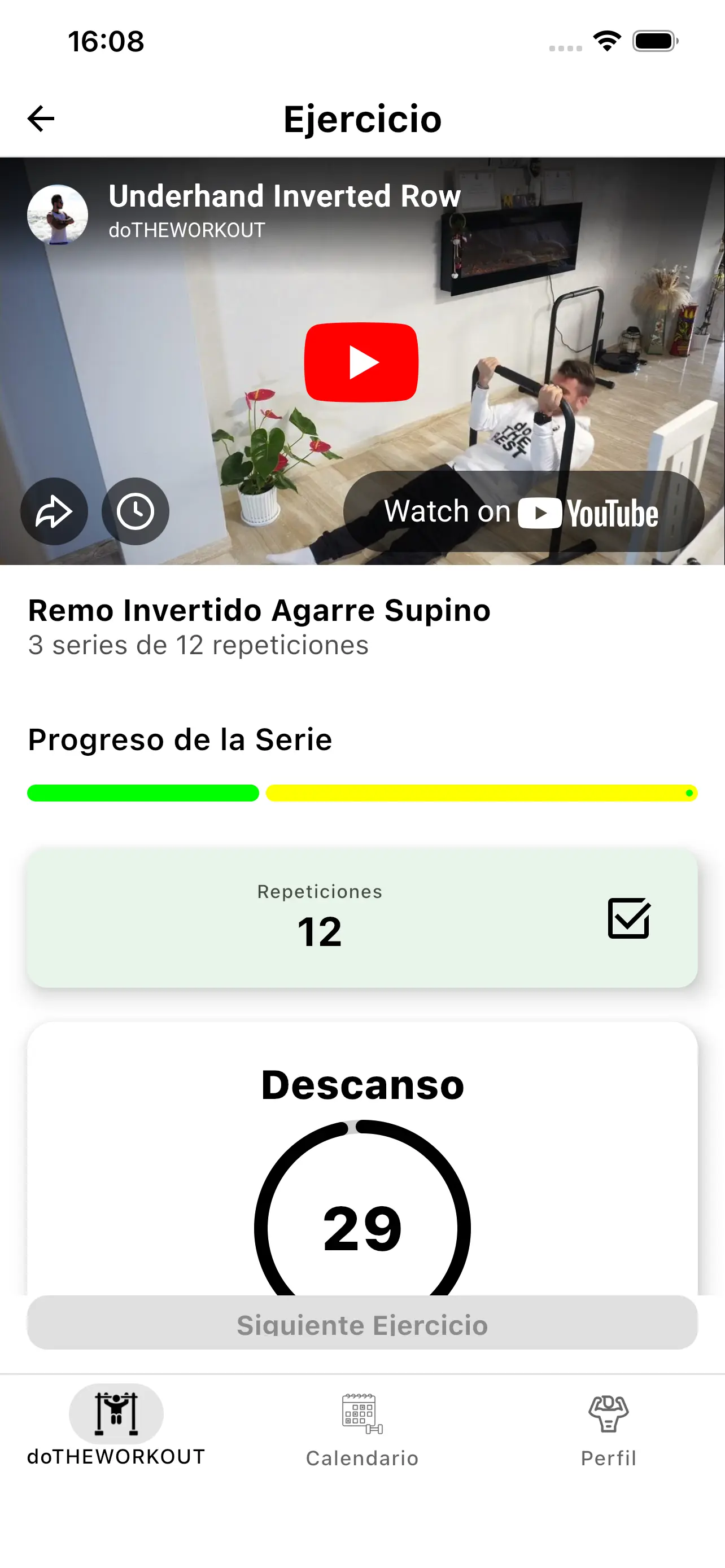 Captura de pantalla de doTHEWORKOUT - detalles del entrenamiento